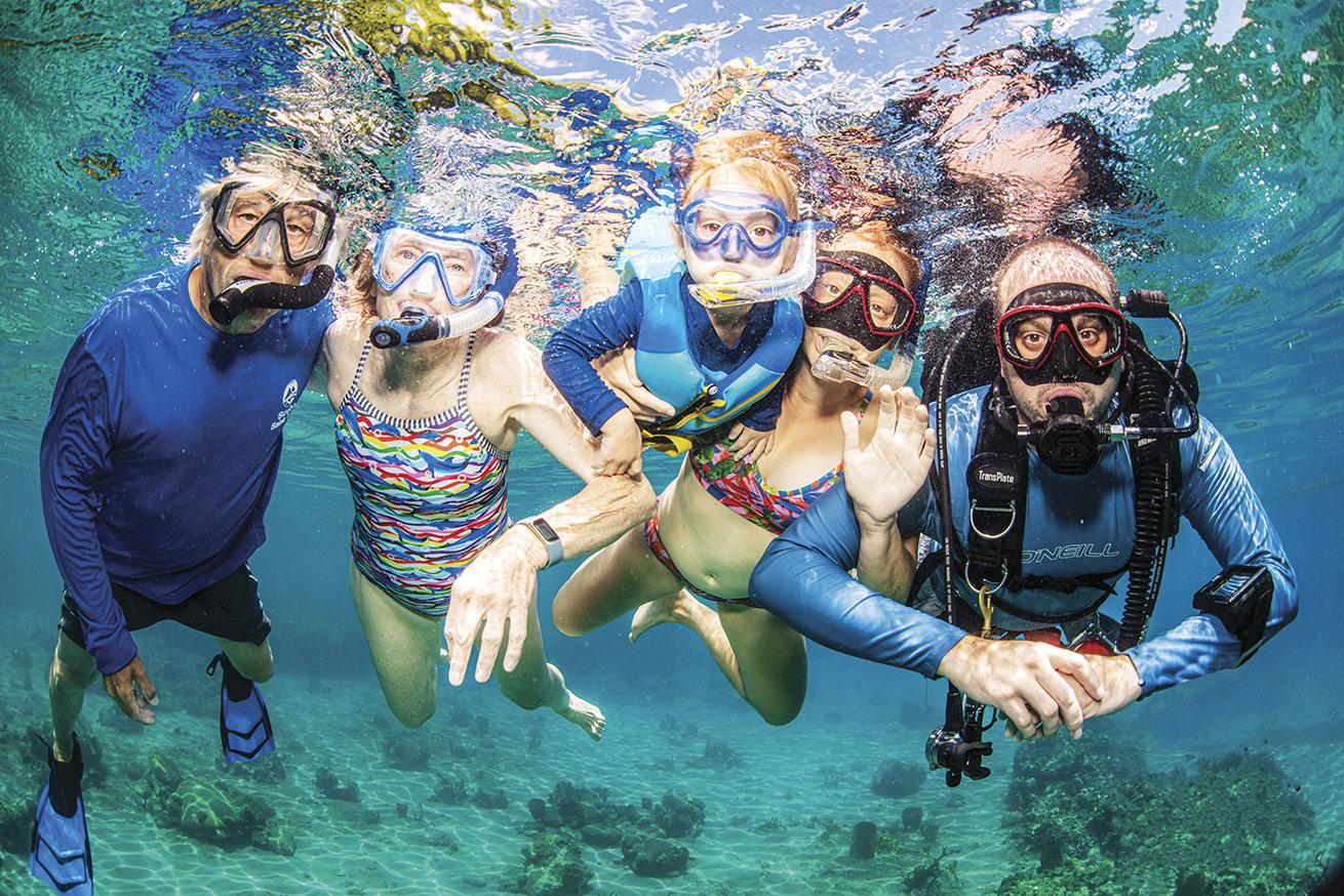 Family snorkeling in St. Lucia.